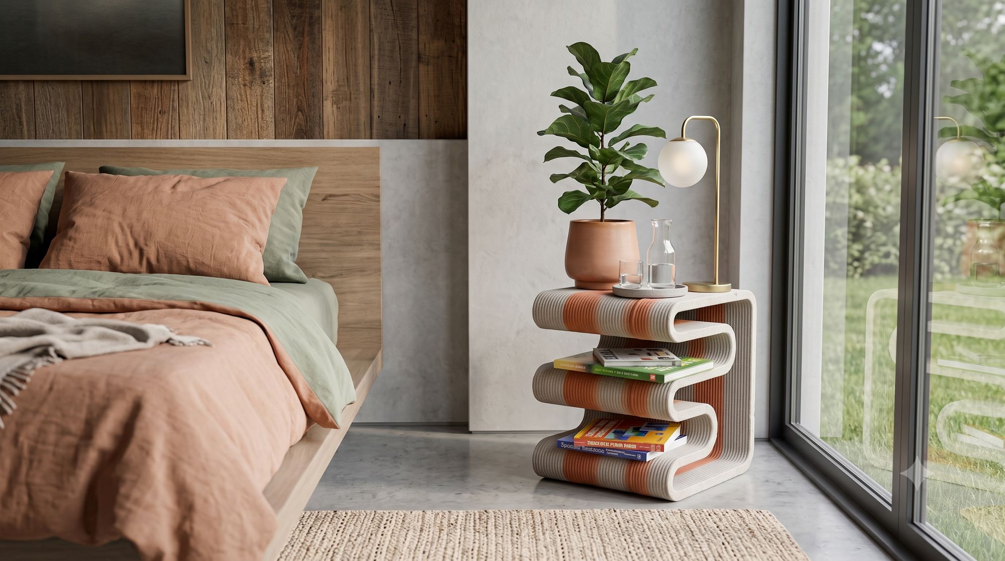 Meander Table, 3D printed concrete side table
