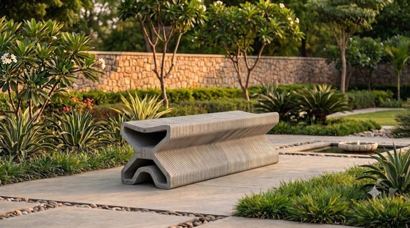 X-Loop Seater, 3D printed concrete outdoor bench